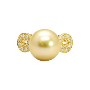 18K  Golden Pearl Diamond Ring